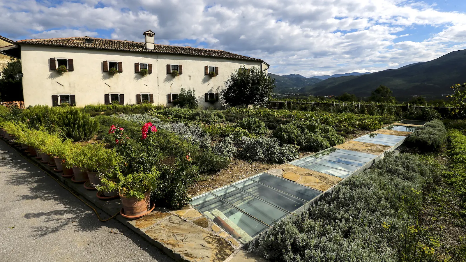 A view over the garden of majerija in Slovenia's vipava valley