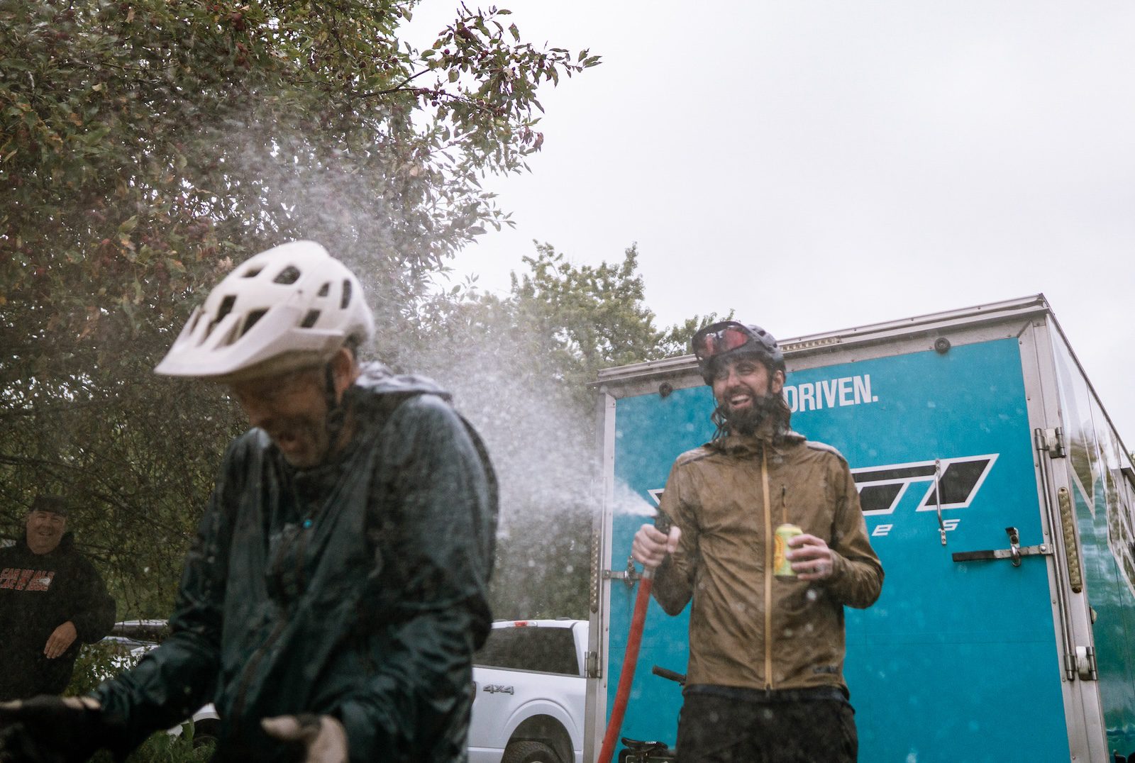 Yeti gathering Vermont Staff hosing off