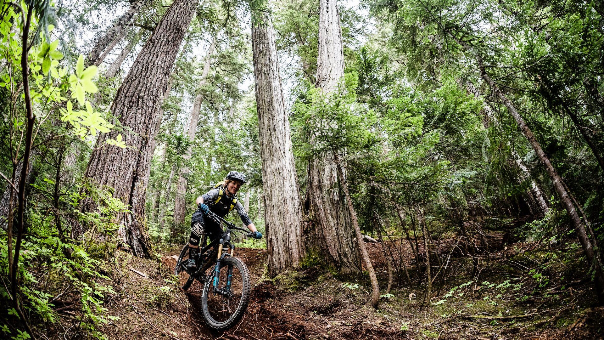 Female mountain bike guide in British Columbia, Canada